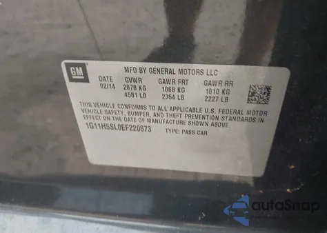 2014 Chevrolet Malibu 1Lz z USA, uszkodzony, nr VIN 1G11H5SL0EF220673